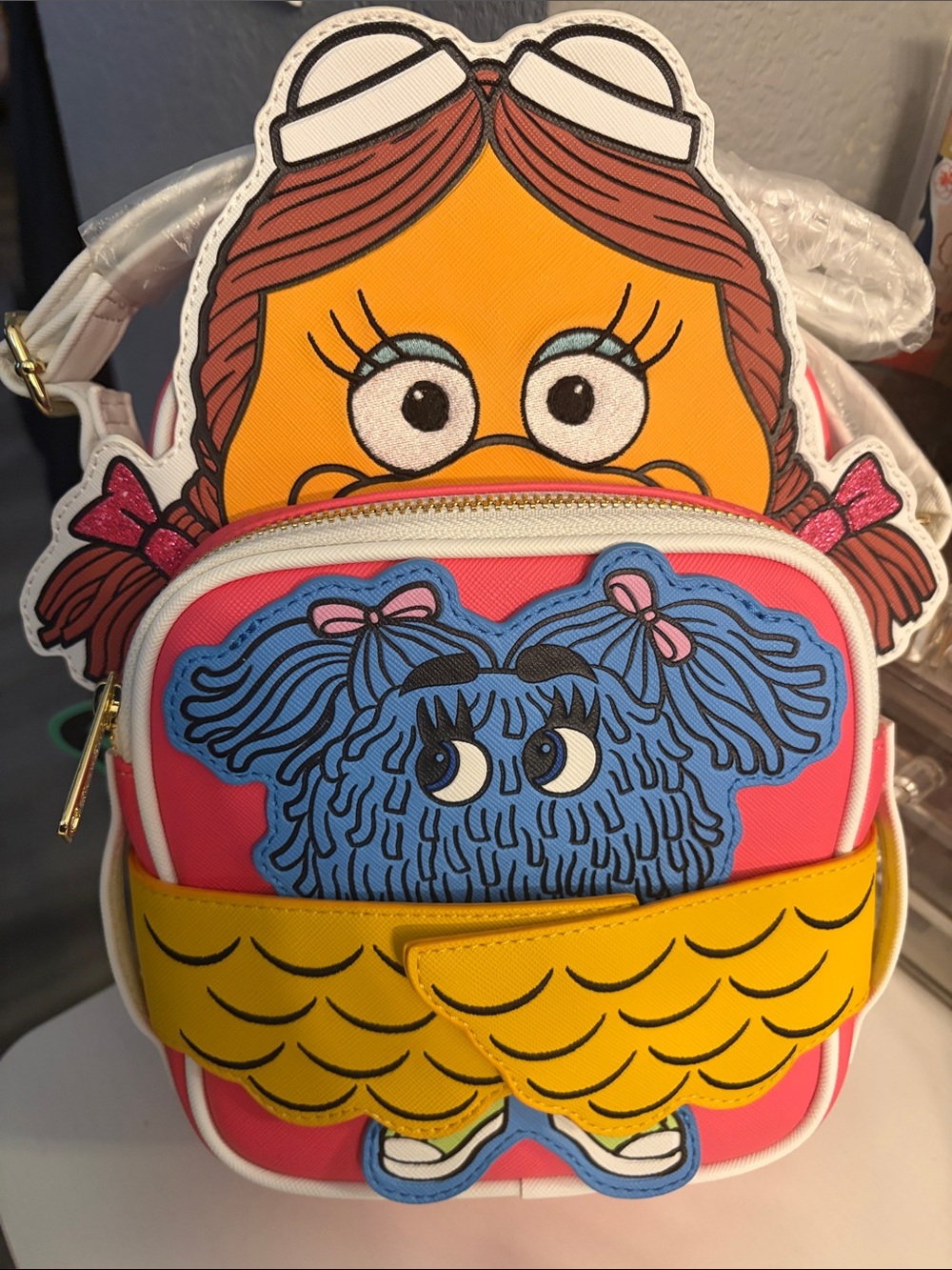 Cute Character mc Donald’s loungefly Backpack – Pink, Yellow & Blue